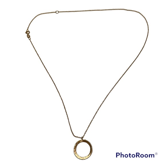 14k Gold Open Circle New Moon Necklace - Picture 5 of 5
